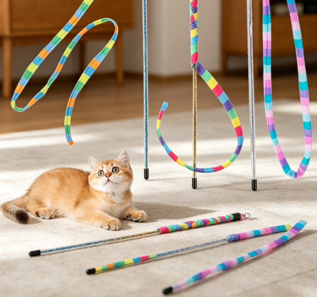 Rainbow cat wands with spring balls - Image 2