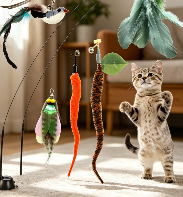 Interactive feather toys with multiple play modes and suction cup - Image 2
