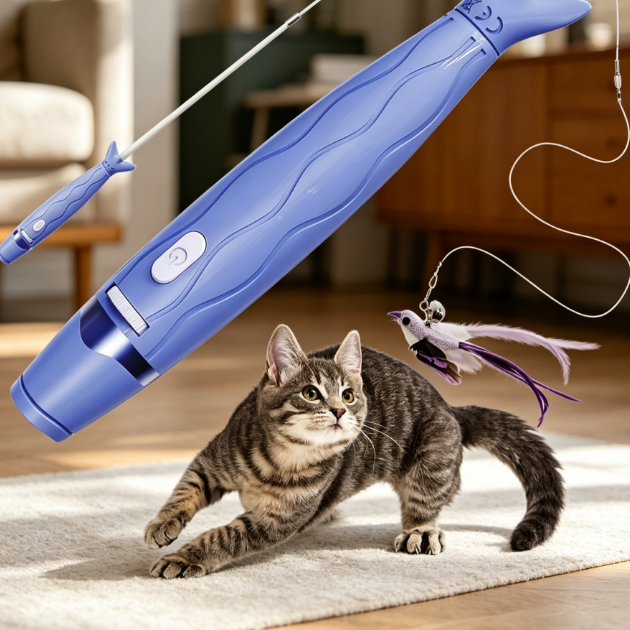 3-in-1 laser cat wand with pattern projection and bell lures - Image 2