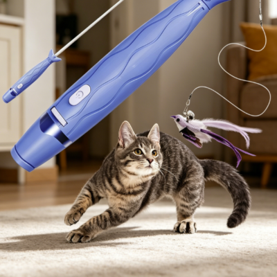 3-in-1 laser cat wand with pattern projection and bell lures