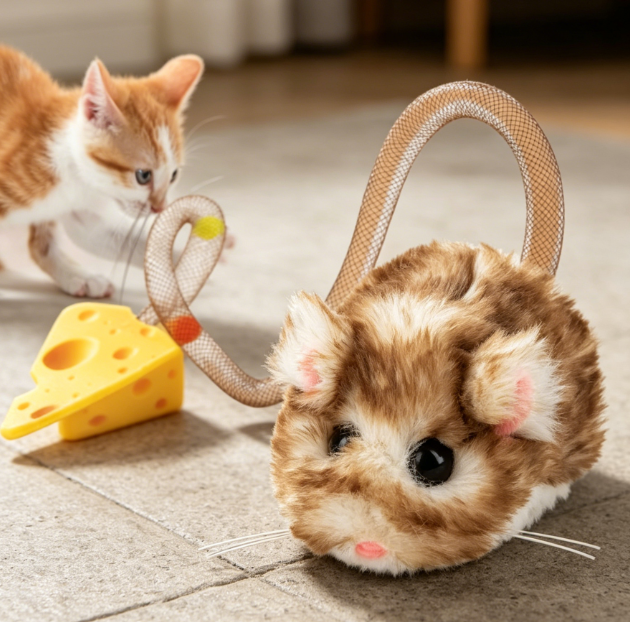 Interactive rolling mouse toy with sensor and realistic squeak - Image 2
