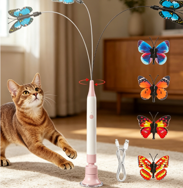 Electric spinning butterfly wand, touch activated with suction cup - Image 2