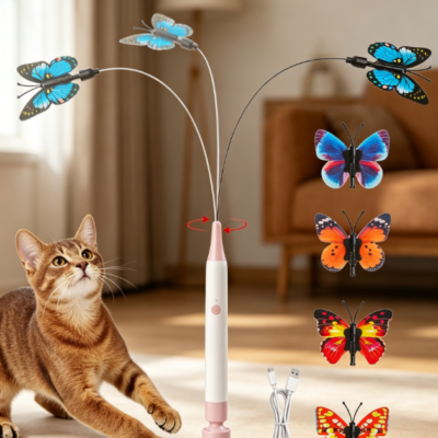 Electric spinning butterfly wand, touch activated with suction cup