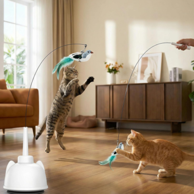 2-in-1 electric flying bird wand with 360掳 rotation, suction cup
