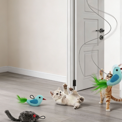 Automatic flying bird feather wand, hanging style
