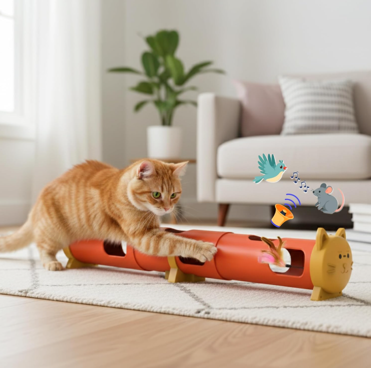 Electric feather tube toy with smart random play