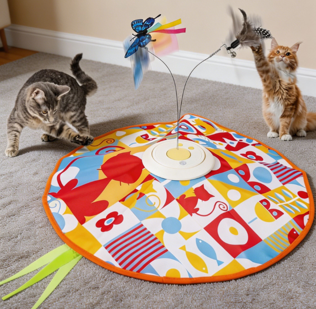 Rechargeable hide & seek toy with moving feather wand - Image 2