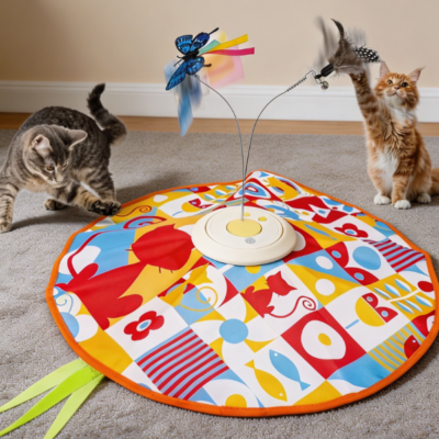 Rechargeable hide & seek toy with moving feather wand