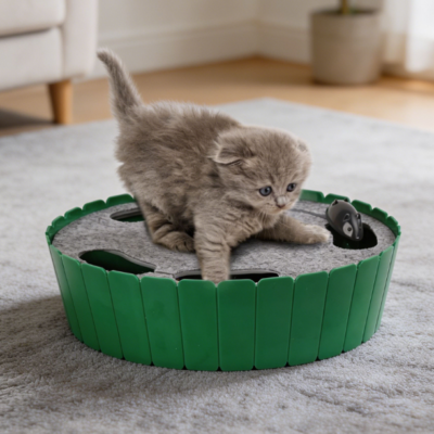 Electronic running mouse toy with automatic tease