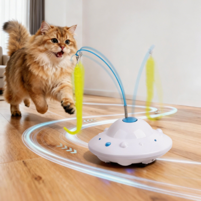 3-in-1 automatic cat toy with multiple replaceable attachments