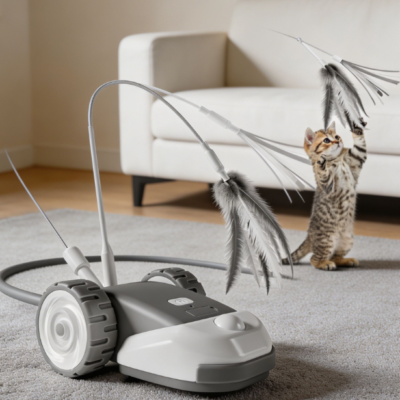 3-in-1 automatic moving mouse toy with hanging feather string